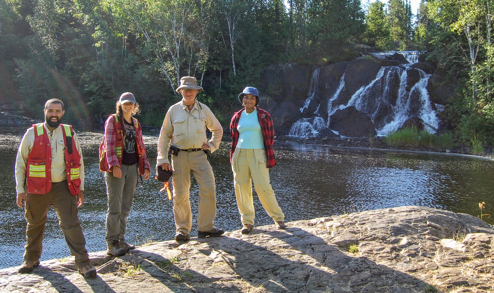 Metal Earth Atikokan Transect Crew at Little Falls Scenic Lookout, August 2020 